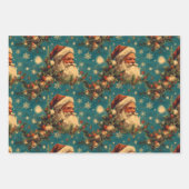 Vintage Kerstmis: Kerstman's feestelijke nachtelij Inpakpapier Vel (Voorkant 3)