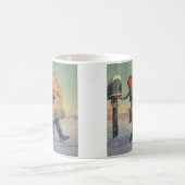 Vintage Kerstmis, kind met groot pakket Koffiemok (Center)