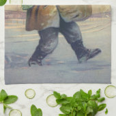 Vintage Kerstmis, kind met groot pakket Theedoek (Gevouwen)