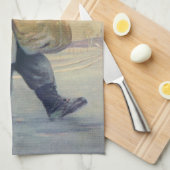 Vintage Kerstmis, kind met groot pakket Theedoek (Quarter Fold)