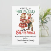 Vintage Kerstmis Kinder Feestdagenkaart (Staand voorkant)