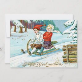 Vintage Kerstmis Kinder Winter Snow Holiday Feestdagenkaart