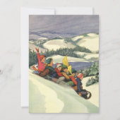 Vintage Kerstmis, kinderen die op een berg slapen Kaart (Voorkant)