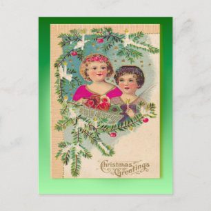 Vintage Kerstmis, Kinderen, Kerstgroeten Feestdagenkaart