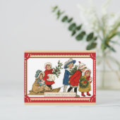 Vintage Kerstmis Kinderen Kinder slee Briefkaart (Staand voorkant)