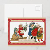 Vintage Kerstmis Kinderen Kinder slee Briefkaart (Voorkant / Achterkant)