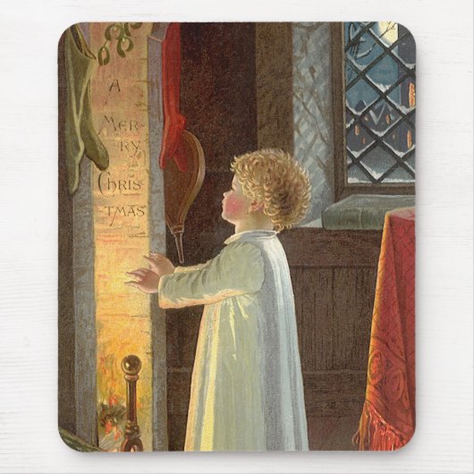 Vintage Kerstmis, kinderopwarming door de Fireplac Muismat (Voorkant)