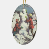 Vintage Kerstmis, Kindersneeuwbalgevecht Keramisch Ornament (Links)