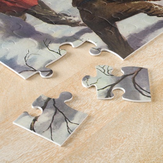 Vintage Kerstmis, Kindersneeuwbalgevecht Legpuzzel (Zijkant)