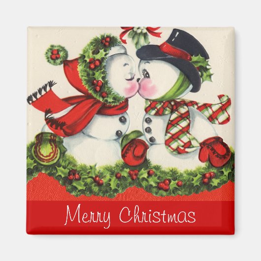 Vintage Kerstmis Kiss Magneet (Voorkant)
