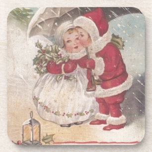 Vintage Kerstmis Kiss Onderzetter