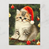 Vintage Kerstmis Kitten Briefkaart (Voorkant)