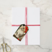 Vintage Kerstmis Kitten Cadeaulabel (Met Touw)