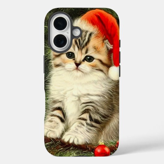 Vintage Kerstmis Kitten Case-Mate iPhone Case (Achterkant)