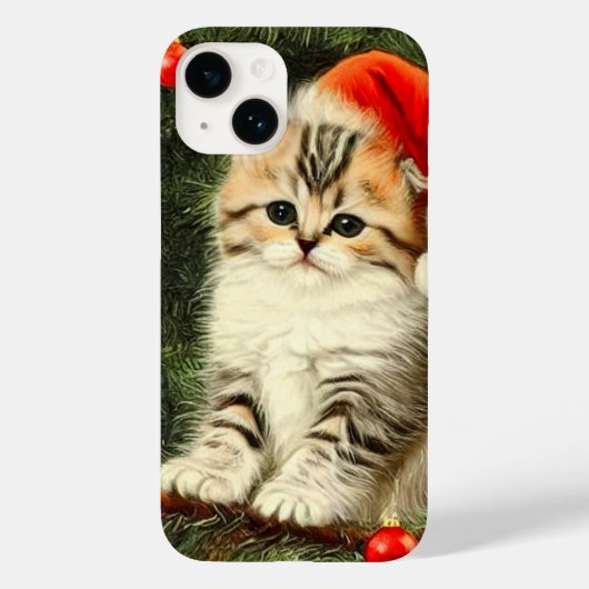 Vintage Kerstmis Kitten Case-Mate iPhone Case (Achterkant)
