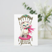 Vintage Kerstmis Kitten Feestdagenkaart (Staand voorkant)
