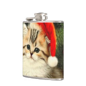 Vintage Kerstmis Kitten Heupfles (Links)