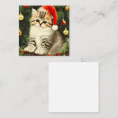 Vintage Kerstmis Kitten Informatiekaartje (Voorkant / Achterkant)