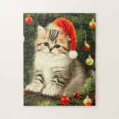 Vintage Kerstmis Kitten Legpuzzel (Verticaal)