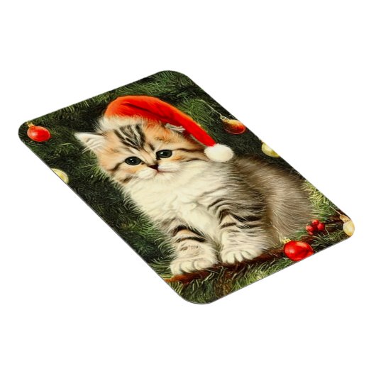 Vintage Kerstmis Kitten Magneet (Rechterzijde)