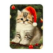 Vintage Kerstmis Kitten Magneet (Verticaal)