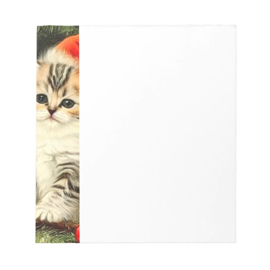 Vintage Kerstmis Kitten Notitieblok (Voorkant)