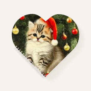 Vintage Kerstmis Kitten Notitieboek