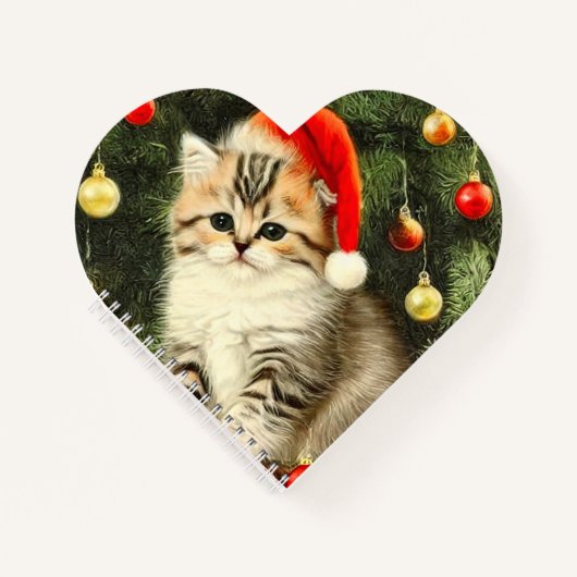 Vintage Kerstmis Kitten Notitieboek (Voorkant)