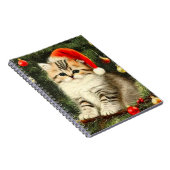 Vintage Kerstmis Kitten Notitieboek (Rechterzijde)