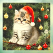 Vintage Kerstmis Kitten Raamsticker (Vel 3)