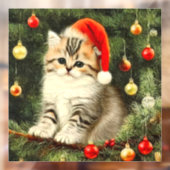 Vintage Kerstmis Kitten Raamsticker (Vel 2)