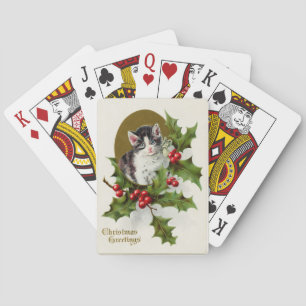 Vintage Kerstmis Kitten Speelkaarten
