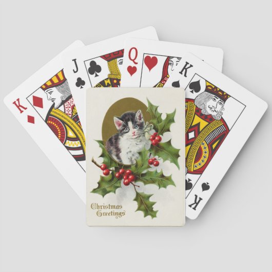 Vintage Kerstmis Kitten Speelkaarten (Achterkant)