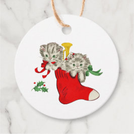 Vintage Kerstmis Kittens Bedankjes Labels