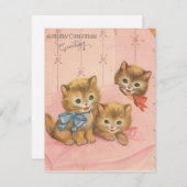 Vintage Kerstmis Kittens Feestdagenkaart (Voorkant / Achterkant)