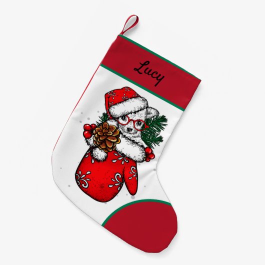 Vintage Kerstmis Kleine Kerstsok (Voorkant (Hangend))