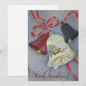 Vintage Kerstmis klokken cabine Feestdagenkaart (Voorkant / Achterkant)