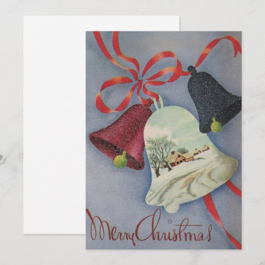 Vintage Kerstmis klokken cabine Feestdagenkaart (Voorkant / Achterkant)