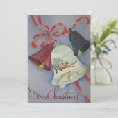 Vintage Kerstmis klokken cabine Feestdagenkaart (Staand voorkant)