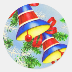 Vintage Kerstmis klokken Ronde Sticker