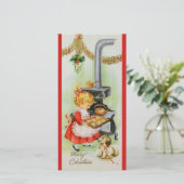 Vintage Kerstmis-koekjes Feestdagenkaart (Staand voorkant)