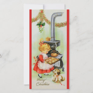 Vintage Kerstmis-koekjes Feestdagenkaart