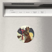 Vintage Kerstmis, Konijnen in een wintersneeuwvens Magneet (Insitu (Vaatwasser))