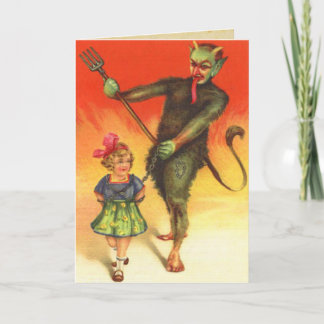 Vintage Kerstmis Krampus Feestdagen Kaart