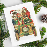 Vintage kerstmis lading honden feestdagenkaart<br><div class="desc">Vintage Kerstmis auto lading van honden illustratie.</div>