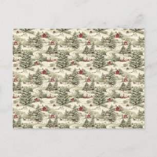 Vintage Kerstmis Land Winter Scenery Feestdagenkaart