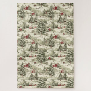 Vintage Kerstmis Land Winter Scenery Legpuzzel