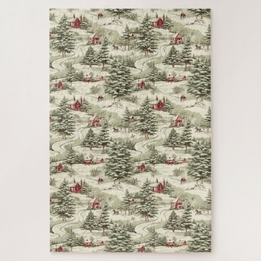 Vintage Kerstmis Land Winter Scenery Legpuzzel (Verticaal)