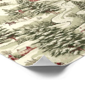 Vintage Kerstmis Land Winter Scenery Poster (Hoek)