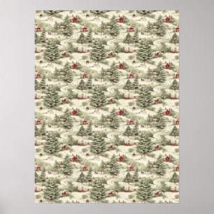 Vintage Kerstmis Land Winter Scenery Poster